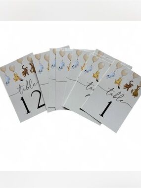 Disneys Winnie the Pooh Table Cards(1-12 Tables)